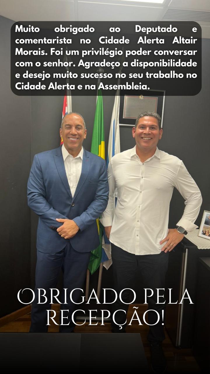 Eduardo Carlota ao lado do deputado e comentarista Altair Morais.